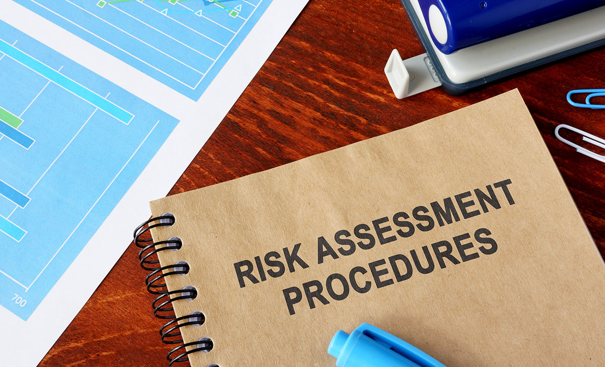 Book with the title Risk assessment and financial data.